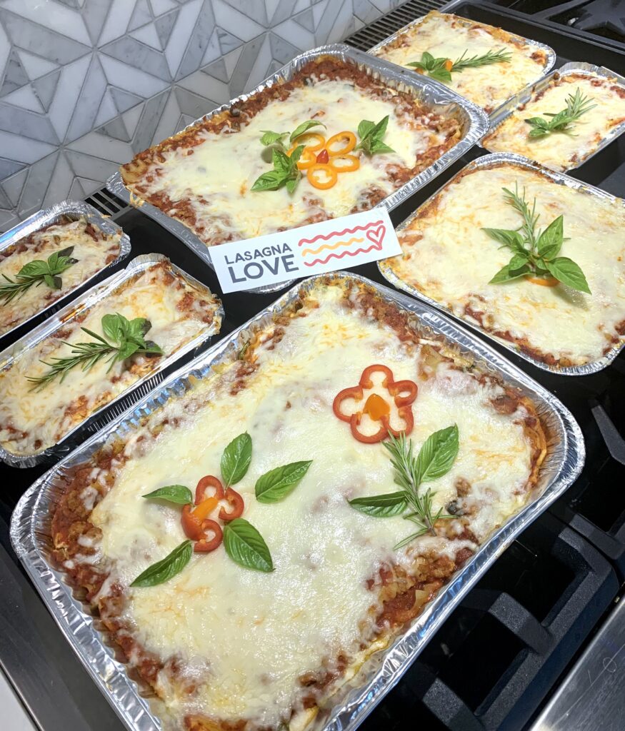 Trays of lasagna